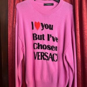 Authentic Versace Pink Graphic Crew Neck Sweater